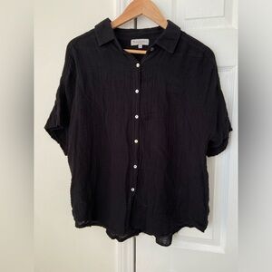 NWOT Michael stars Bailey short sleeve cotton gauze blouse size medium black